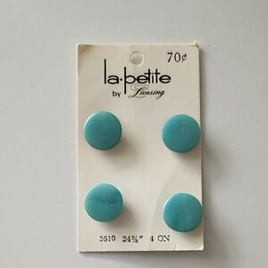 Vintage La Petite Light Blue Ice Matte Texture Shank Buttons On Card